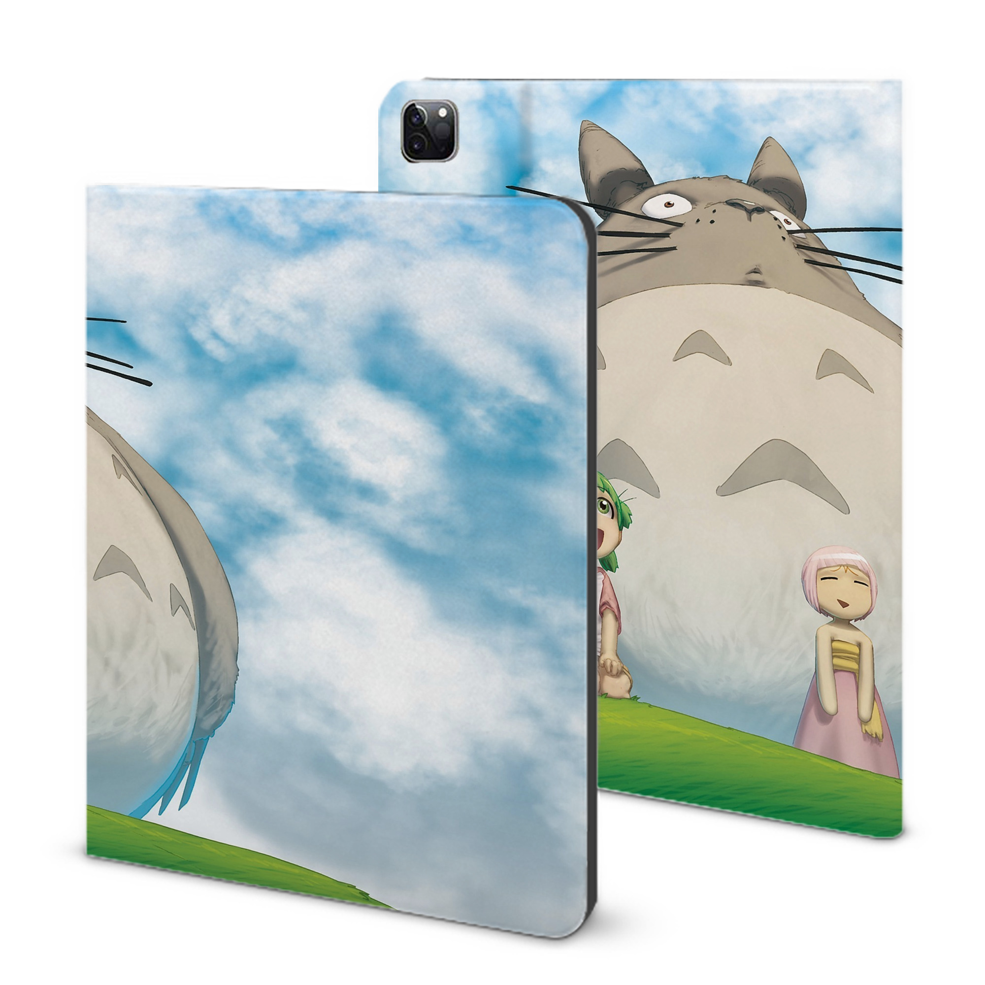 （画像用） となりのトトロ 草壁メイ 草壁サツキ My Neighbor Totoro Satsuki Kusakabe Mei Kusakabe IPad ケース ブック型 PUレザー TPU 耐衝撃 軽量 薄型 ペン収納なし 全面保護 IPad 各モデル対応